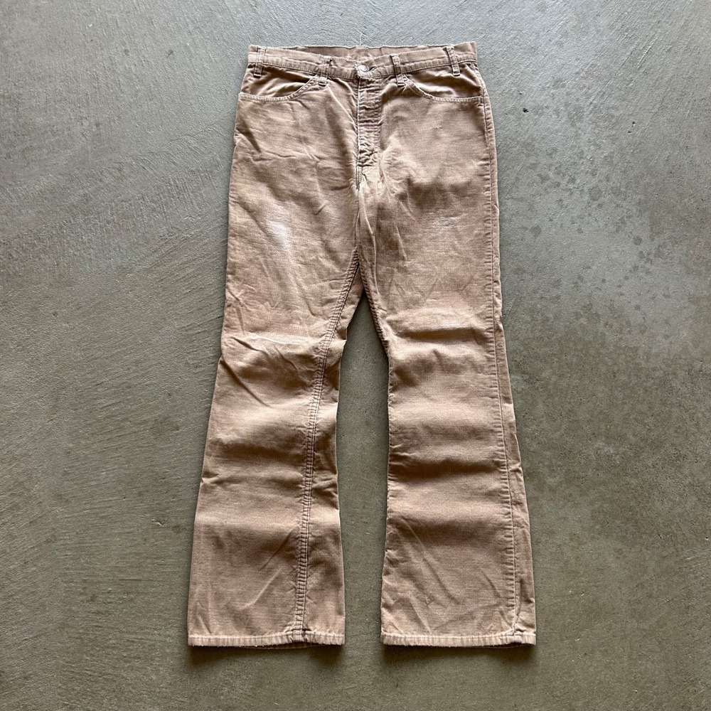 Vintage 70s Levis‎ 646 Pants Size 33x32 Tan Khaki Bell Bottom Corduroy Flare USA